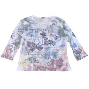 Vintage y2k early 2000s whimsy goth rhinestone 3/4 baby tee